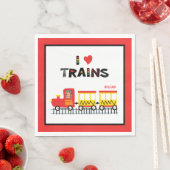I Love Trains カラフル Kids Photo Nameパーティー紙 スタンダードランチョンナプキン (インサイチュ)