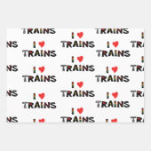 I Love Trains Kids Photo and Name Patternパーティー ラッピングペーパーシート (正面)