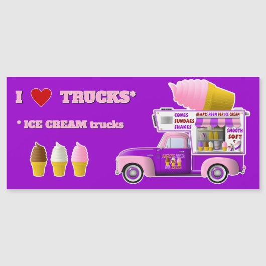 I Love Truck (ICE CREAM Truck)マグネット (正面)