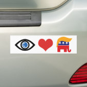 I Love Trump - GOP Elephantヘアロゴ バンパーステッカー (車上)