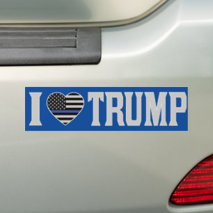 『I Love Trump US Flag Thin Blue Line Pro-Trump』 バンパーステッカー