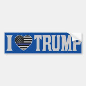 『I Love Trump US Flag Thin Blue Line Pro-Trump』 バンパーステッカー (正面)