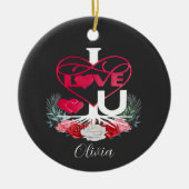I LOVE U 2サイドダークパーソナライズされたカラーオーナメント セラミックオーナメント (正面)