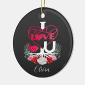 I LOVE U 2サイドダークパーソナライズされたカラーオーナメント セラミックオーナメント (左)
