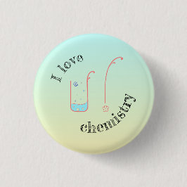 I Love U/Chemistry button with beakerデザイン。 缶バッジ