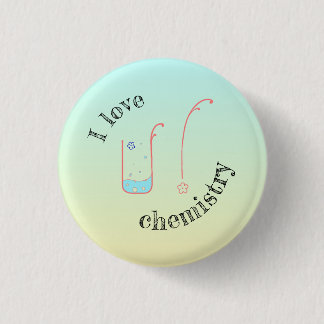 I Love U/Chemistry button with beakerデザイン。 缶バッジ