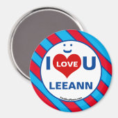 I Love U LEEANNスマイルおもしろい磁石 マグネット (正面/裏面)