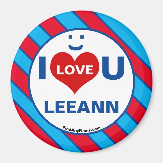 I Love U LEEANNスマイルおもしろい磁石 マグネット (正面)