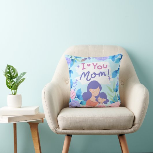 I Love U Mom Heartfelt Message Throw Pillow クッション (椅子)