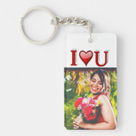 I Love U Valentines Day赤い写真 キーホルダー
