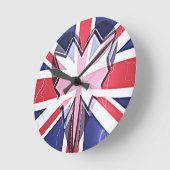 「I Love UK」アートプリント ラウンド壁時計 (傾斜)