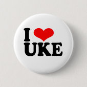 I Love Uke Ukulele Button Badge 缶バッジ (正面)