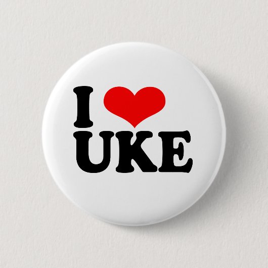 I Love Uke Ukulele Button Badge 缶バッジ (正面)
