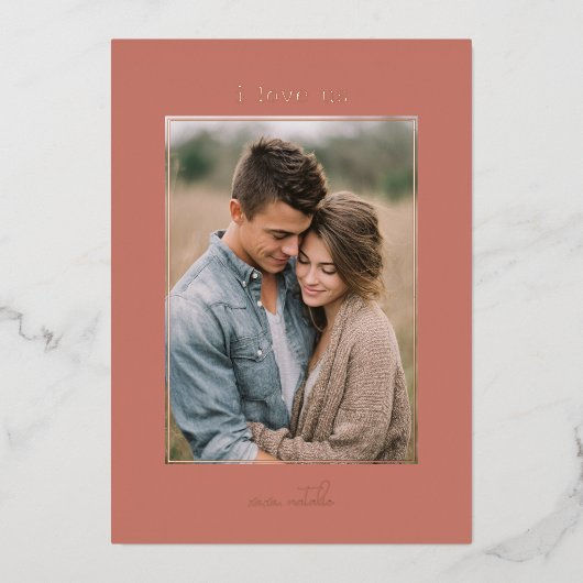 I Love Us Minimal Photo Valentine's 箔シーズンカード (正面)