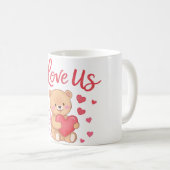 I Love Us Teddy Bear Mug コーヒーマグカップ (正面右)