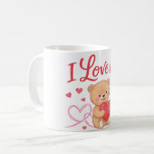 I Love Us Teddy Bear Mug コーヒーマグカップ (正面左)