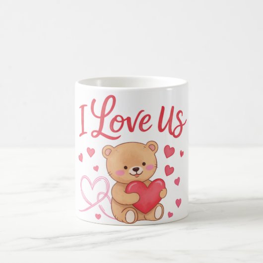 I Love Us Teddy Bear Mug コーヒーマグカップ (中央)