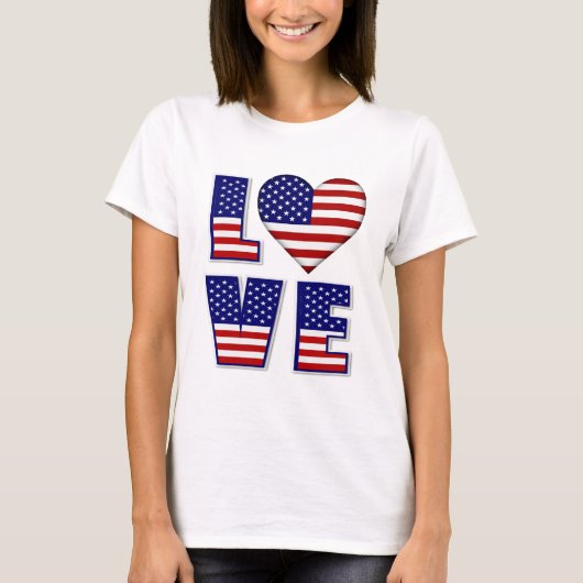 I love USAハートアメリカ国旗の引用文 Tシャツ (正面)