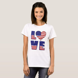 I love USAハートアメリカ国旗の引用文 Tシャツ
