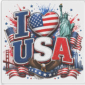 I LOVE USA  |サッカー ファン アメリカ シール (正面)