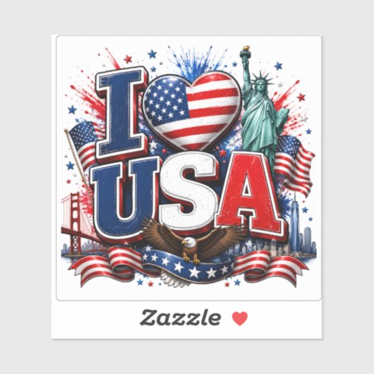 I LOVE USA  |サッカー ファン アメリカ シール (シート)