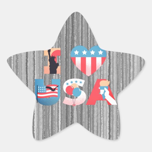 I LOVE USA デザイン 星シール (正面)