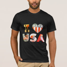 I LOVE USA 文字デザイン Tシャツ