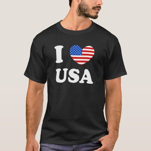 I Love Usa Iアメリカ合衆国ハートアメリカ国旗Juの愛国的な4th Tシャツ (正面)