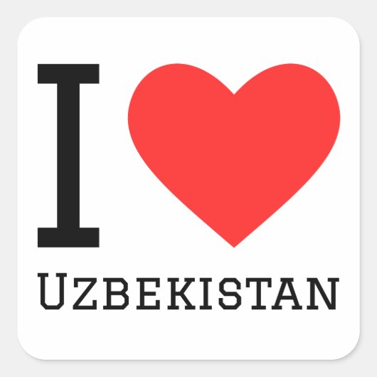 I love Uzbekistan square Sticker スクエアシール (正面)