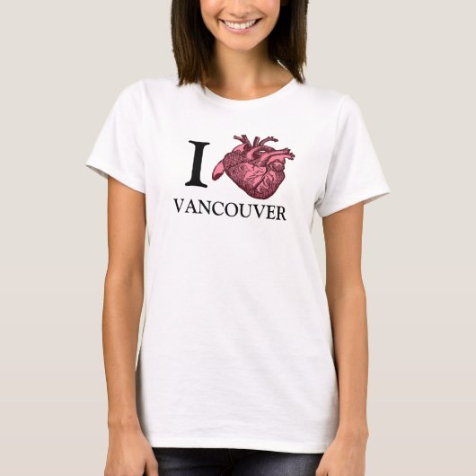 I Love Vancouver解剖学的に正しいハート Tシャツ (正面)