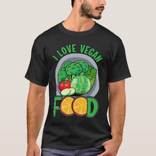 I love Vegan Food Vegan  Saying Tシャツ (正面)