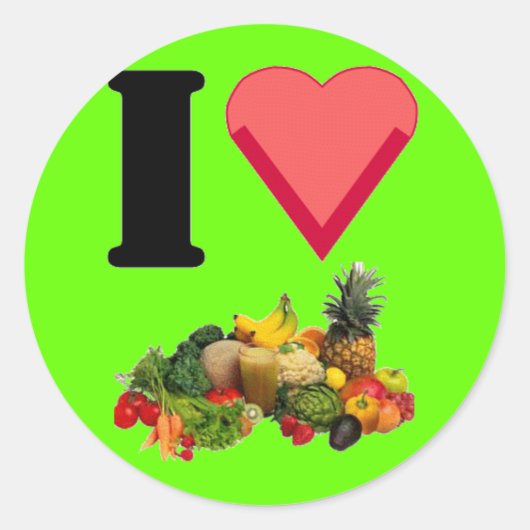 I Love Veggiesステッカー ラウンドシール (正面)
