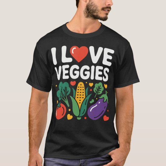 I Love Veggies Cute Tシャツ (正面)