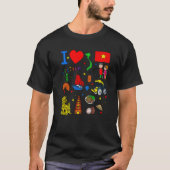 I love Vietnam Hand drawn Vietnamese Landmarks fla Tシャツ (正面)