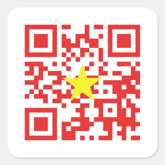 I Love Vietnam (Toi Yeu Vit Nam)ệ国旗QRコード スクエアシール (正面)