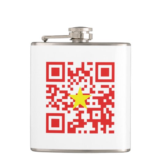 I Love Vietnam (Toi Yeu Vit Nam)ệ国旗QRコード フラスク (正面)