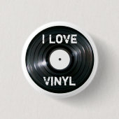 I Love Vinyl Recordボタン 缶バッジ (正面)