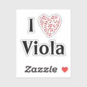 I Love Viola Altoクレフ、 音符記号赤いハートof Music Notes シール (シート)