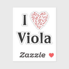 I Love Viola Altoクレフ、 音符記号赤いハートof Music Notes シール