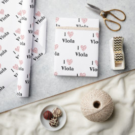 I Love Viola Altoクレフ、 音符記号赤いハートof Music Notes ラッピングペーパー