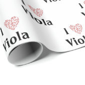 I Love Viola Altoクレフ、 音符記号赤いハートof Music Notes ラッピングペーパー (ロールコーナー)