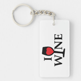 i love wine, ik hou van wijn met rood hartje キーホルダー