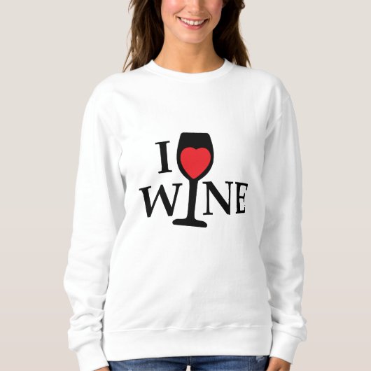 i love wine, ik hou van wijn met rood hartje スウェットシャツ (正面)