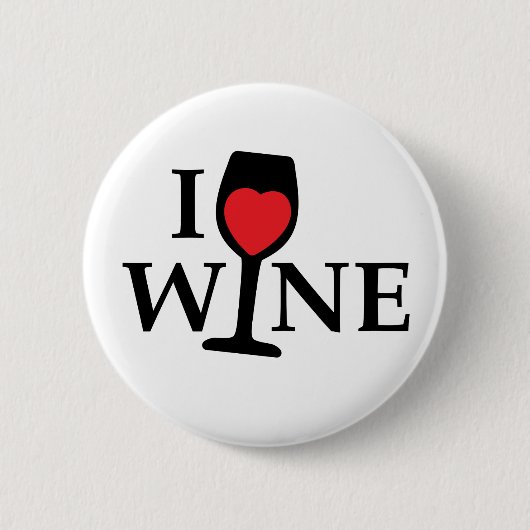 i love wine, ik hou van wijn met rood hartje 缶バッジ (正面)