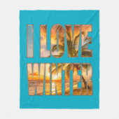 I  love winter フリースブランケット (正面)
