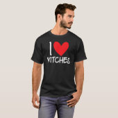 I Love Witches Halloween Scary Costume Broom Woman Tシャツ (正面フル)