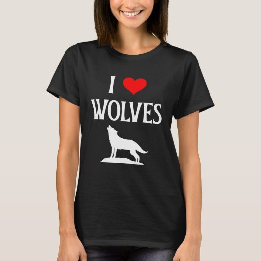 I Love Wolves I Heart Wolves Canidae Canine Gray W Tシャツ (正面)
