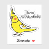 I Love Yellow Cockatiels シール (シート)