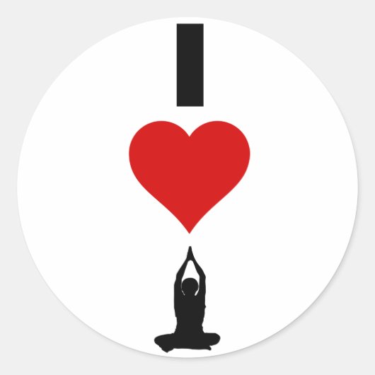 I Love Yoga (Vertical) ラウンドシール (正面)