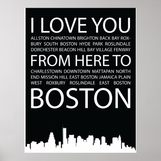 I Love Youここからボストンタイポグラフィポスター ポスター (正面)